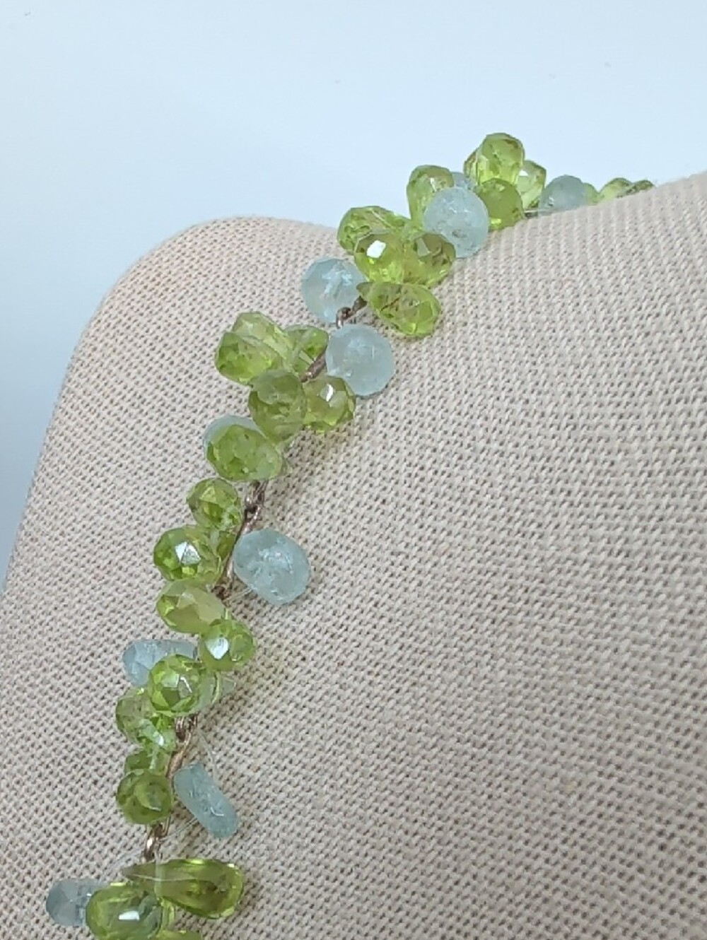 Ross-Simons 925 Sterling Silver Peridot Aquamarine Cluster Necklace 16" - Picture 11 of 17